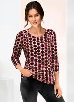 Shirt met ruches in de schouderpartij AUBERGINE-BESSEN-TAUPE