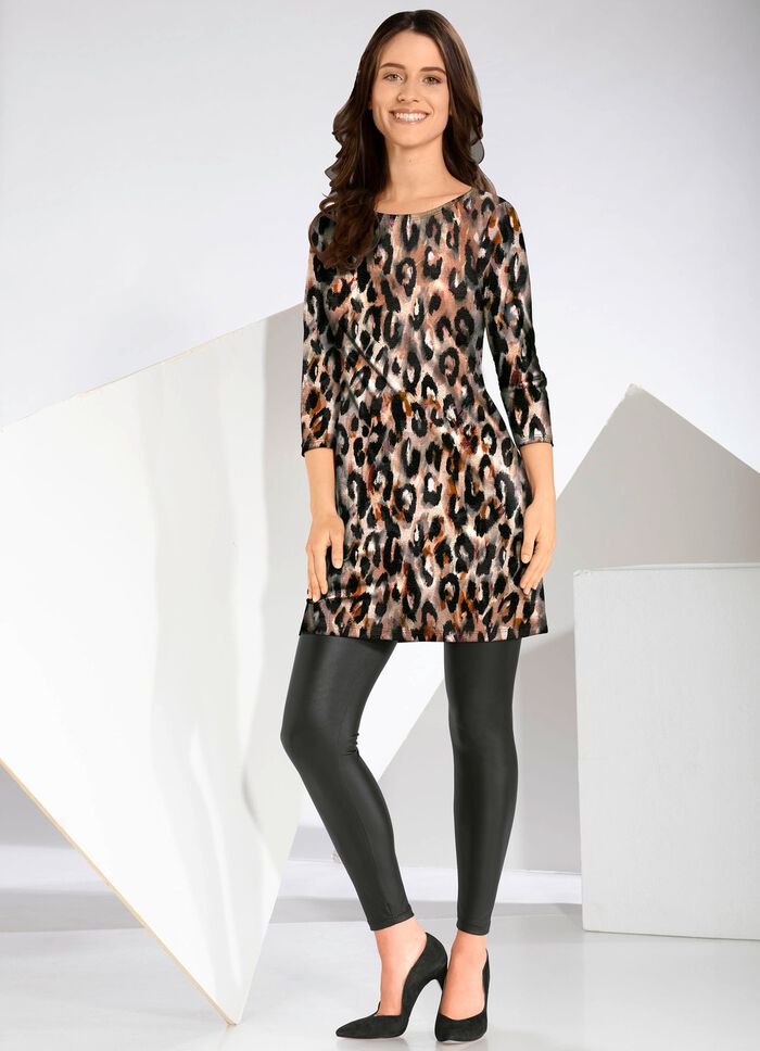 Gebreide tuniek met dierenbontprint 