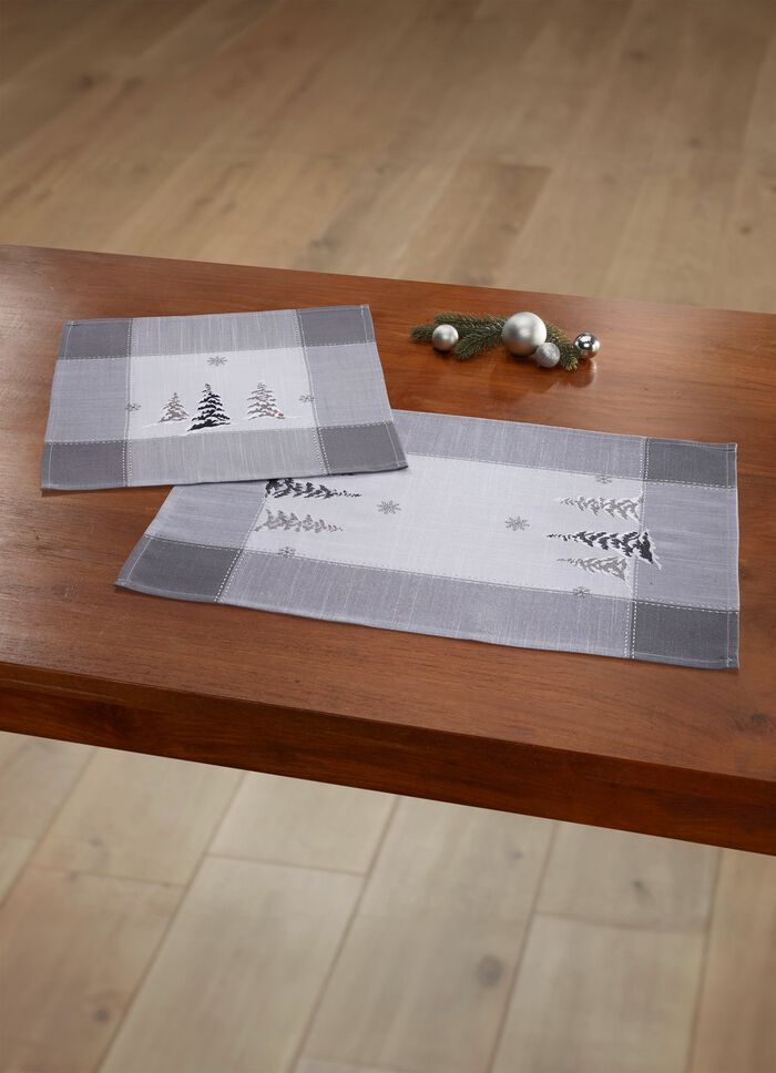 Tafel- en kamerdecoratie in linnenlook WIT-GRIJS