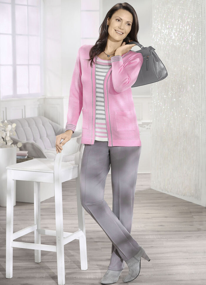 Trui in twinset-look ROSÉ-GRIJS-WIT