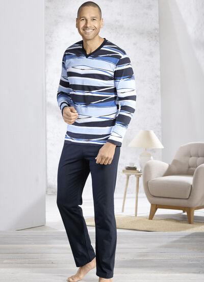 V-hals pyjama met open manchetten 