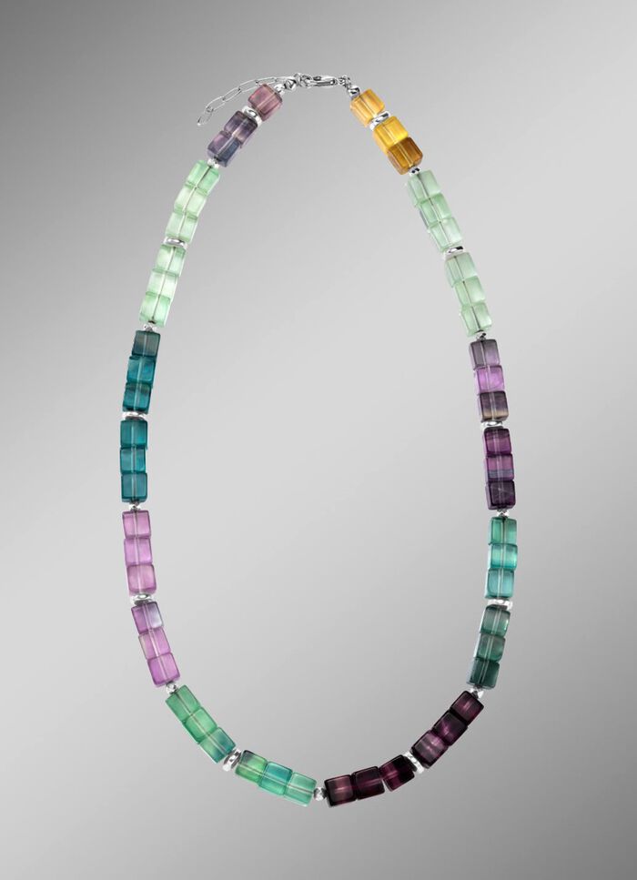 Prachtige set met hematiet, bewerkt en fluoriet in veelkleurig 