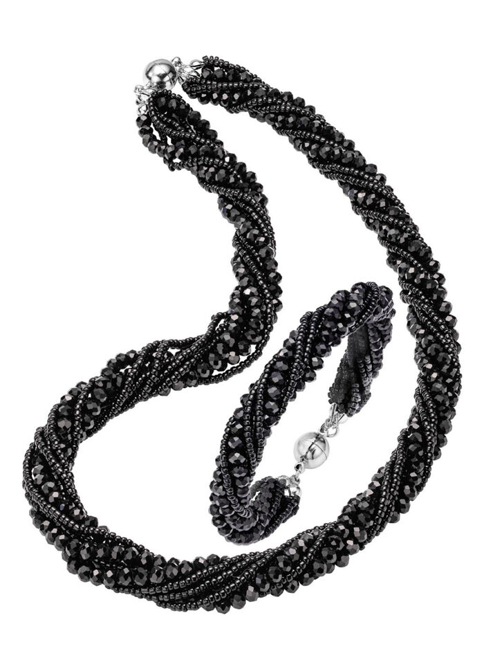 Prachtig sprankelende 2-delige sieradenset ZWART