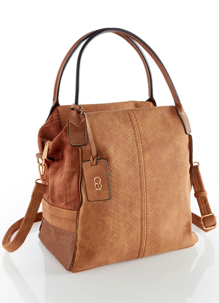 Collezione Alessandro tas gemaakt van deels veloursmateriaal met reptielreli&euml;f 