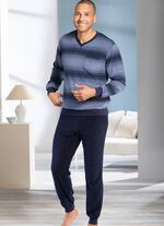 Badstof pyjama met V-hals en manchetten 