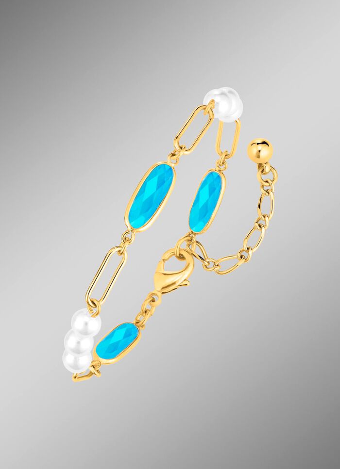 Sieradenset, 3-delig, van messing met kristalstenen 