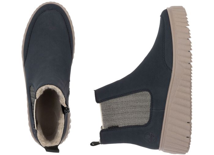 Rieker, trendy dameslaarzen, winterschoenen, met uitneembaar voetbed DONKERBLAUW