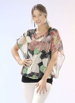 Overhemdblouse met chiffonworp in 2 kleuren BEIGE-KORALLE-SCHWARZ