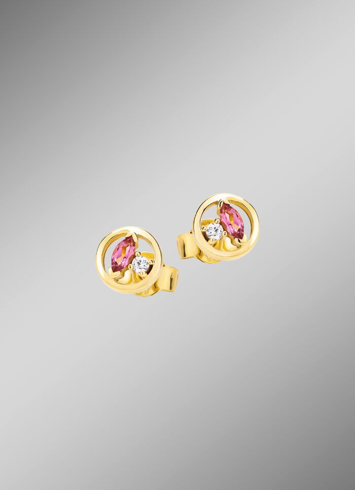 Oorstekers met edelstenen en synthetische zirkonia 