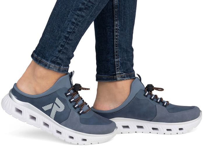 Rieker pantoffels met elastisch snelvetersysteem met stopper 