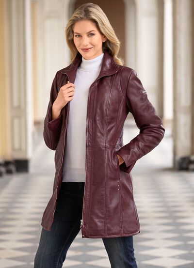 Korte leren jas van &ldquo;Cabrini&rdquo; 