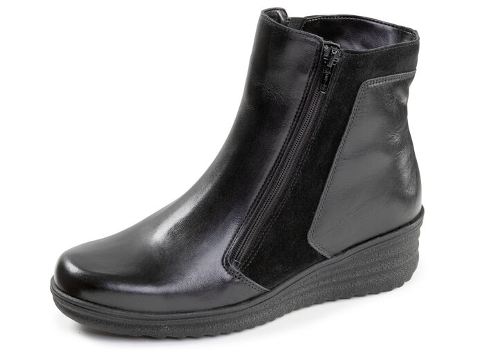 ELENA EDEN, gevoerde dames enkellaarsjes, winterschoenen, breedte H, met lamsvacht SCHWARZ
