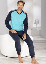 Set van twee pyjama's met V-hals en manchetten 