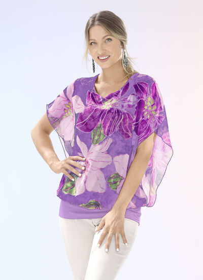 Overhemdblouse met chiffonworp in 2 kleuren 
