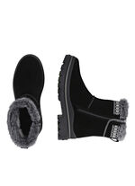 Remonte, gevoerde dames enkellaarsjes, winterschoenen, breedte G, met lamsvacht ZWART