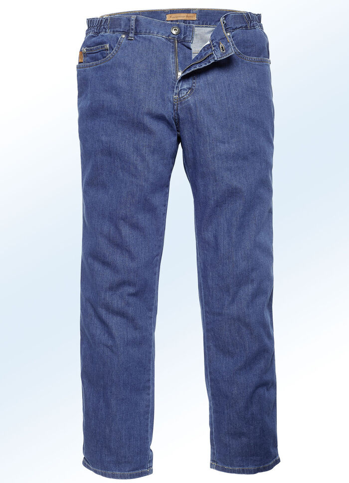 "Francesco Botti"-jeans met elastische inzetstukken in de tailleband in 3 kleuren JEANSBLAUW