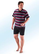 Set van twee shortys met V-hals, borstzak en garengeverfd gestreept ontwerp 