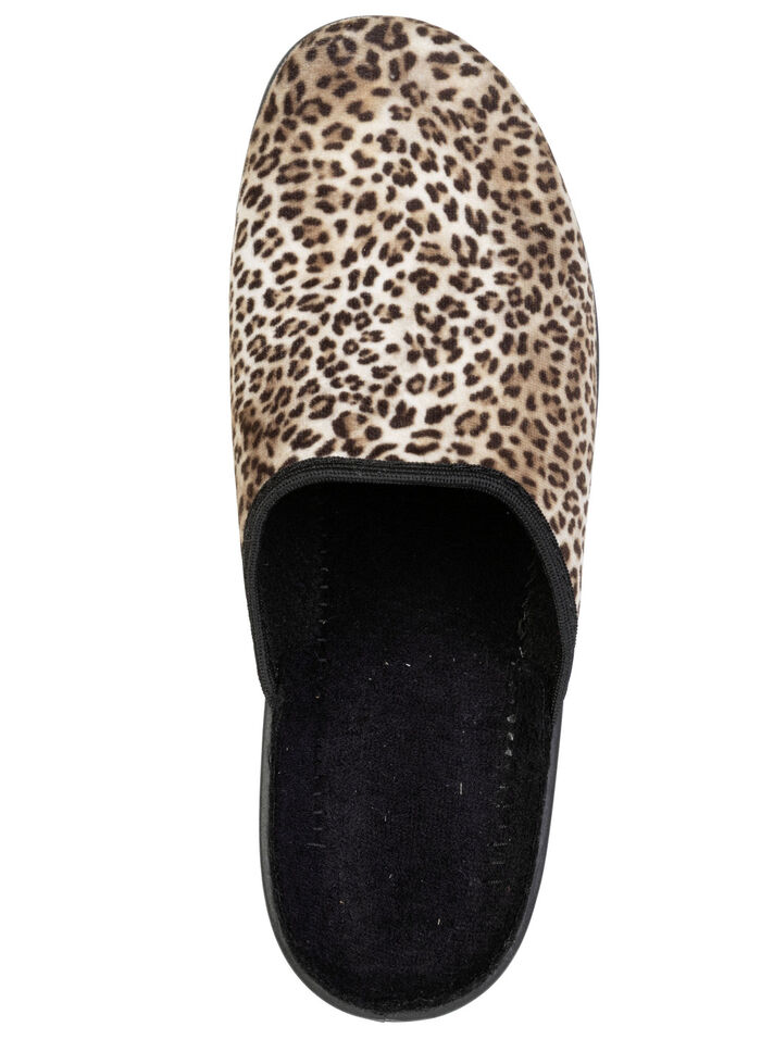 Trendy damespantoffels in luipaardlook BRAUN