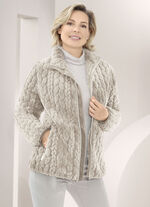 Fleecejack met kabelpatroon BEIGE
