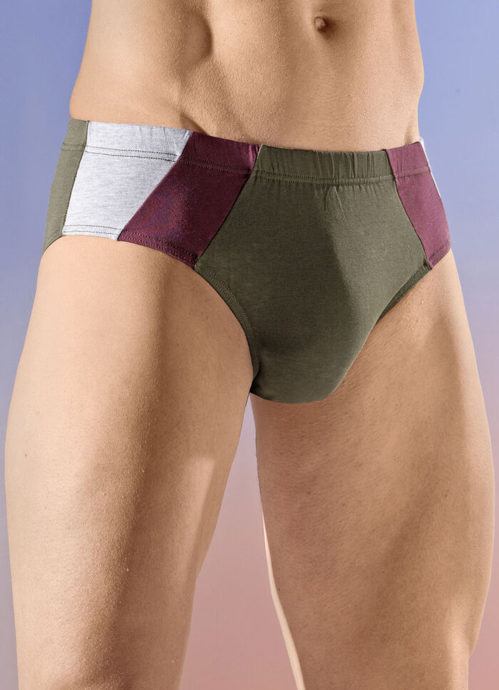 Set van vier slips met gekleurde inzetstukken 