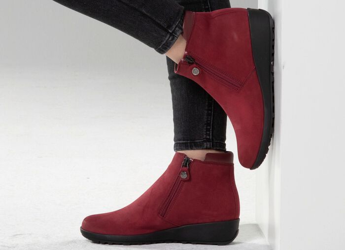 ELENA EDEN enkellaarzen met nappaleren bekleding RUBY RED