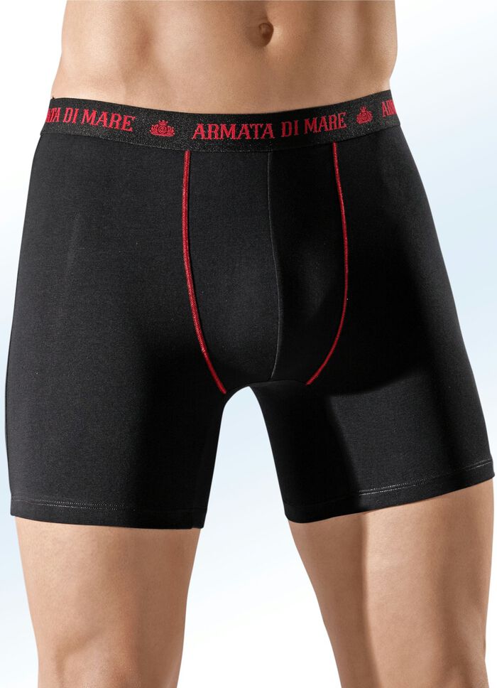 Set van vier broeken, met elastische tailleband, contrasterende naden 2X ZWART-ROOD, 2X GRIJS-ROOD