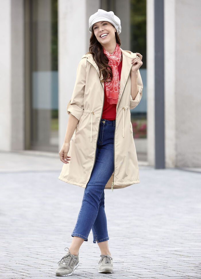 Korte jas met vaste capuchon BEIGE