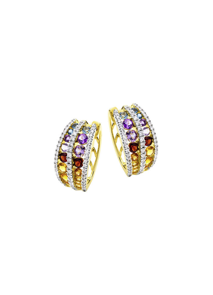 Multicolor creolen met edelstenen en diamanten 
