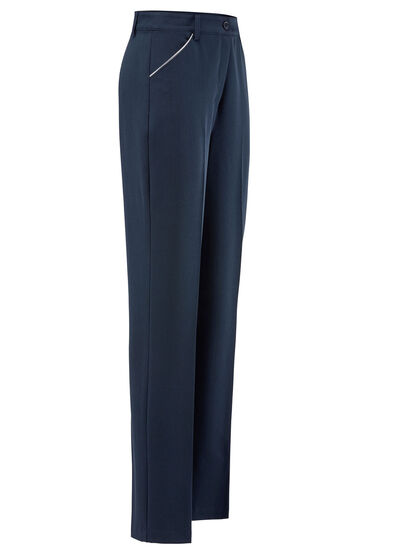 Broek met zilveren contrastbies 