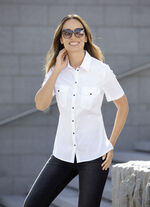 Blouse met overhemdkraag WIT