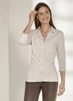 Verfijnde overhemdblouse met polokraag in 3 kleuren BEIGE