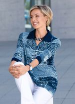 Poloshirt met 3/4-mouwen in 3 kleuren MARINE-JEANSBLAUW