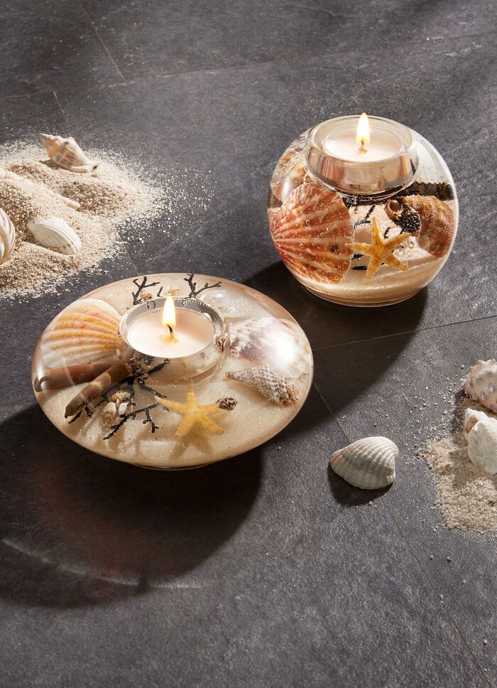 Theelichthouder van mondgeblazen glas 