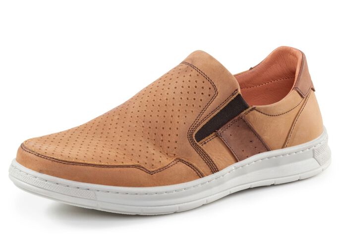 GINO GALANTE pantoffels van luchtig geperforeerd rundnubuckleer COGNAC