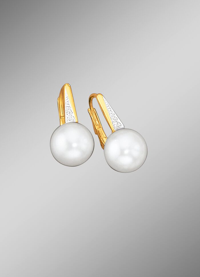 Oorbellen met briljanten en zoetwaterparels 