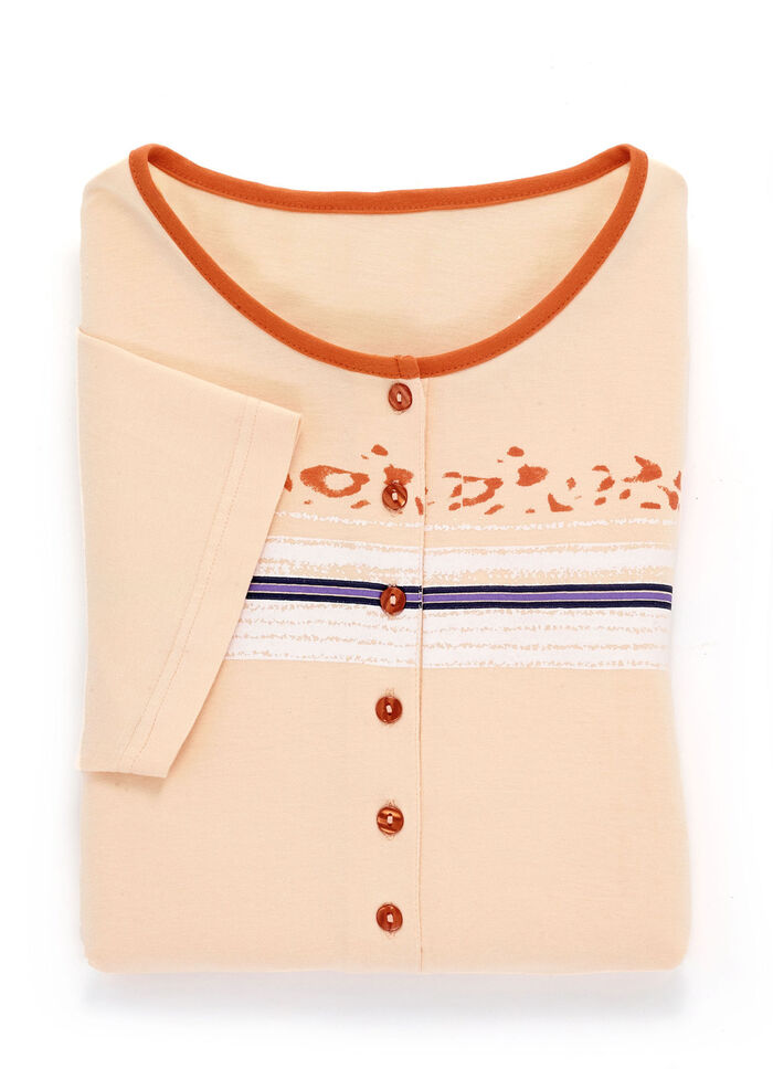 Set van twee nachthemden met geplaatste print op de voorkant 1X BLEU, 1X APRICOT