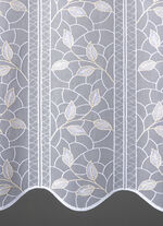 Kort gordijn met filigraan geborduurd bladmotief 