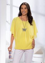 Shirt met chiffon plaid in 2 kleuren GEEL