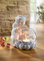 Theelichthouder met glazen inzetstuk 