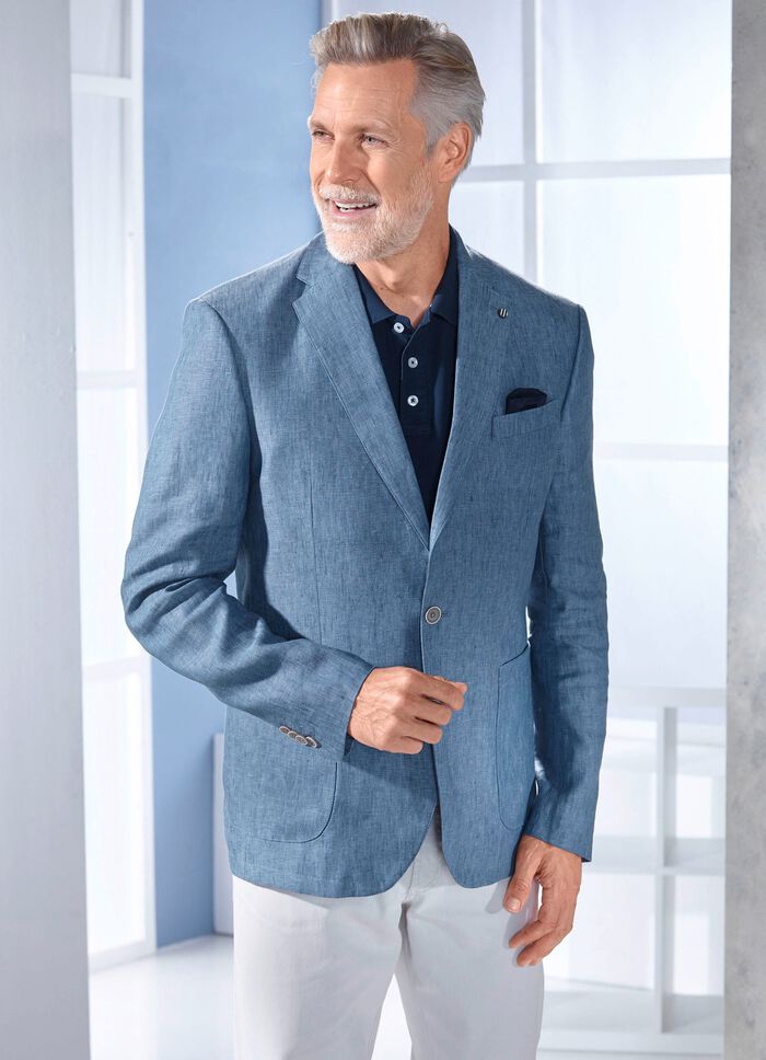 Jas in 3 kleuren MIDDENBLAUW GEM&Ecirc;LEERD