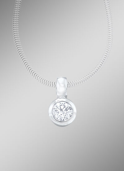 Hanger in witgoud met briljantgeslepen diamant 