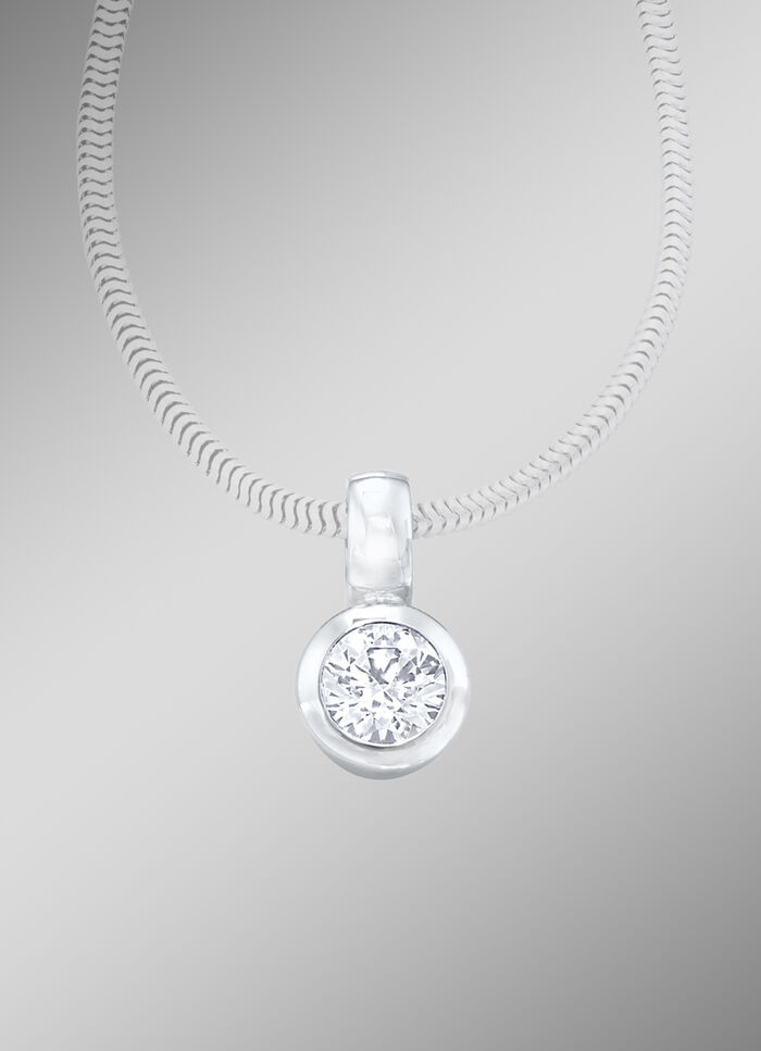 Hanger in witgoud met briljantgeslepen diamant 