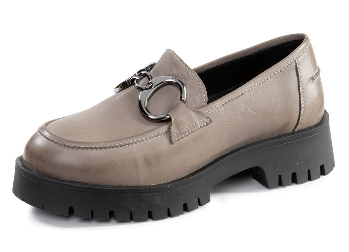 ELENA EDEN loafers met metalen sieraden TAUPE