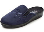 Tweepack klassieke damespantoffels, breedte H, met elastische band 1x MARINE 1x CHIANTI