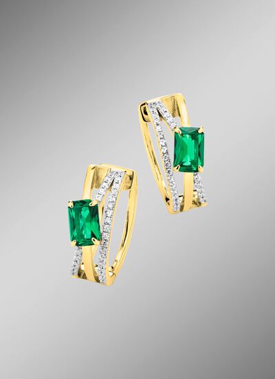 Vergulde creolen met zirkonia 