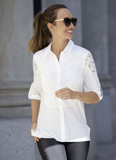 Blouse met overhemdkraag 