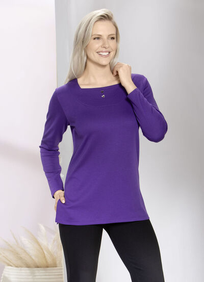Charmant sweatshirt met knoopsluiting in 2 kleuren 