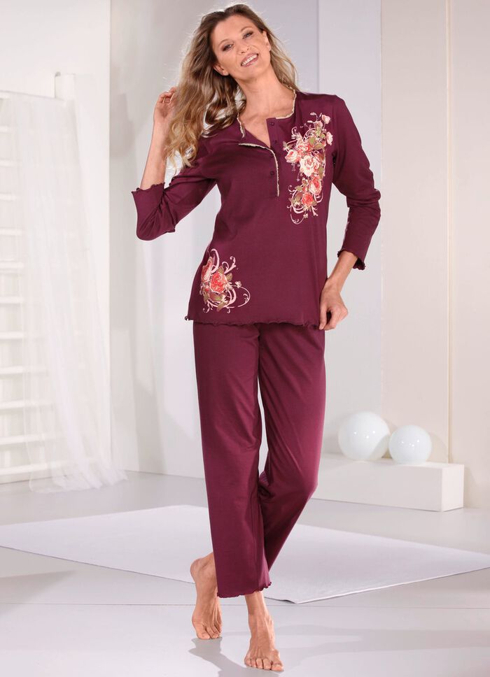 Pyjama met gebogen manchetten 