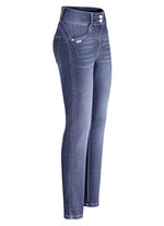 Vormgevende jeans in 4-pocketmodel JEANS BLAUW