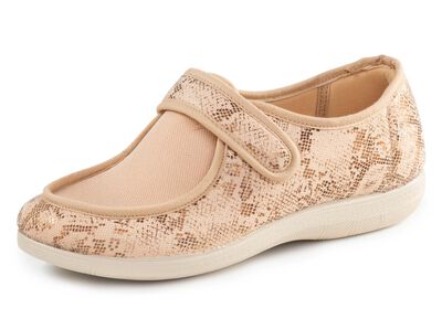 ELENA EDEN pantoffels gemaakt van gedeeltelijk glanzend bedrukt textielmateriaal 